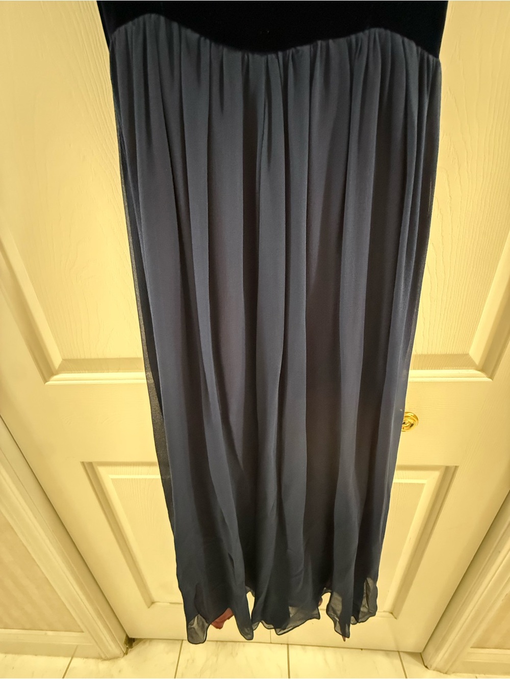 Vintage 90s Elizabeth Wayman Silk Velvet Formal Gown Navy Burgundy Sz 10 - Picture 4 of 14